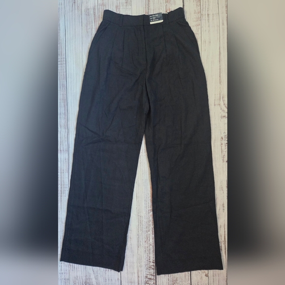 Abercrombie & Fitch Curve Love A&F Sloane Linen-Blend Wide Leg Pant 27 High Rise - Picture 2 of 7